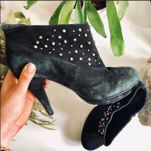 BCBGeneration Black Suede Silver Stud Studded Boot Booties Stiletto Heels 9